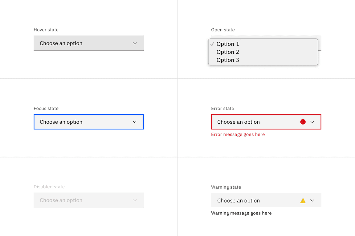 Select interactive states